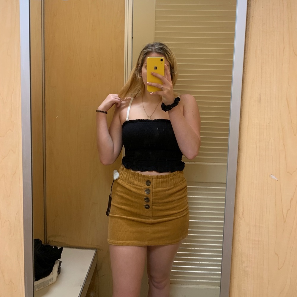 Tan mini skirt